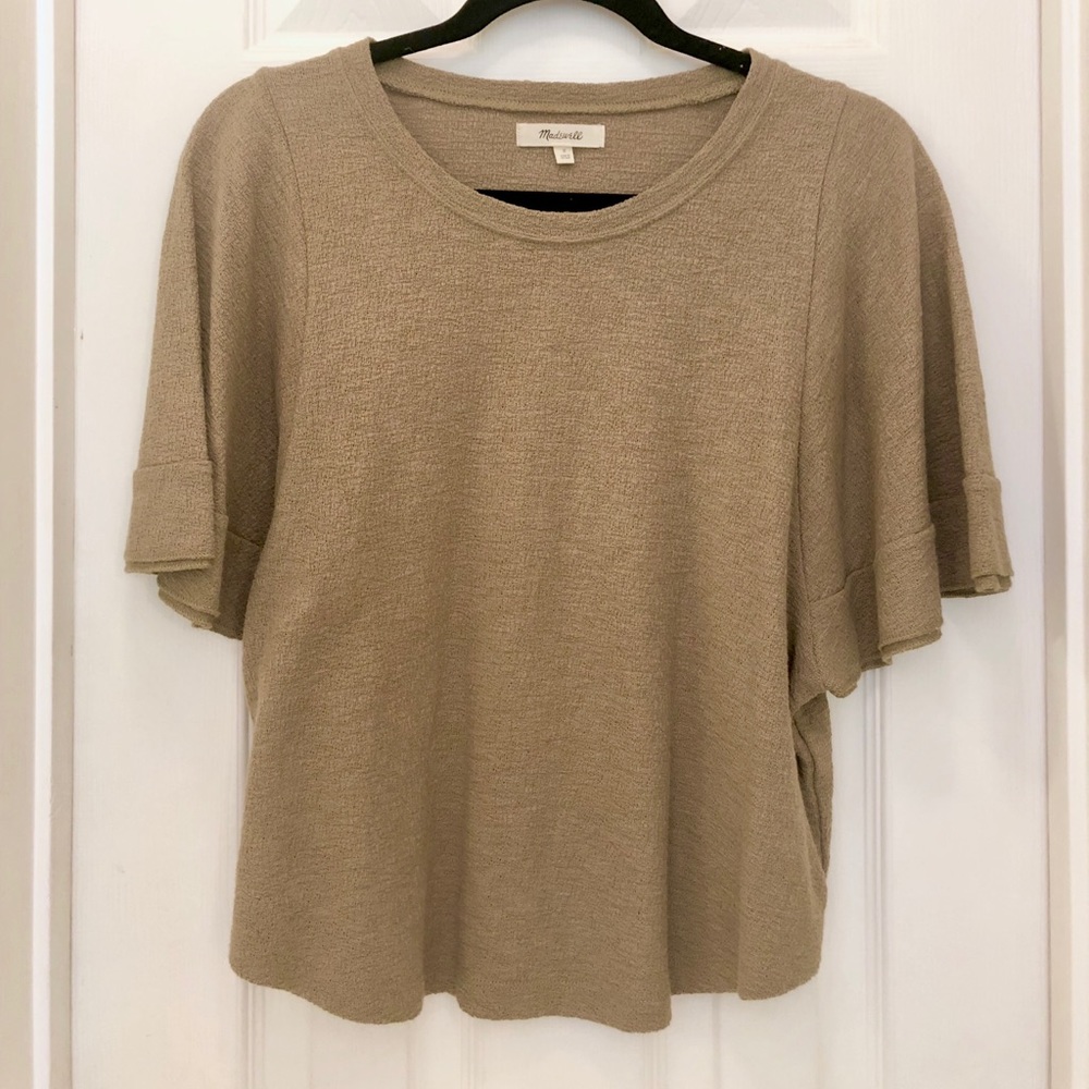 Madewell ruffled sleeve short sleeve sweater